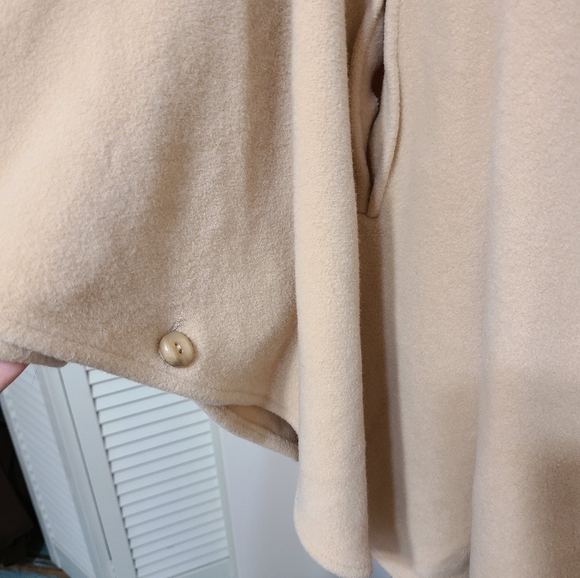 Vintage cashmere lambswool cape fur trim - Picture 3 of 6